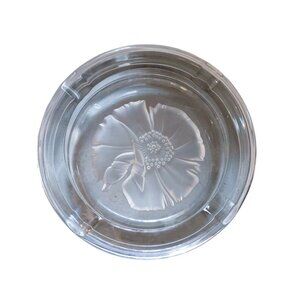 Vintage Emanuel Ungaro Glass Flower Signed Thick Ashtray (U1000)